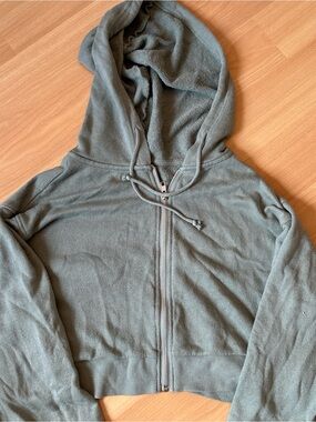 PacSun Sage Green Cropped Zip Hoodie